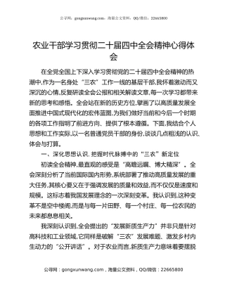 农业干部学习贯彻二十届四中全会精神心得体会