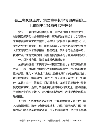 县工商联副主席、集团董事长学习贯彻党的二十届四中全会精神心得体会