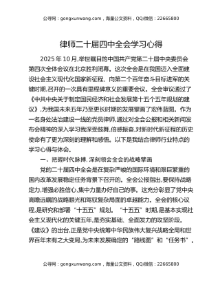 律师二十届四中全会学习心得