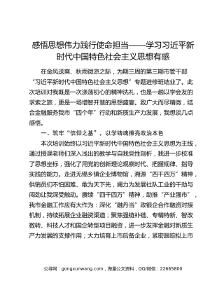 感悟思想伟力践行使命担当——学习习近平新时代中国特色社会主义思想有感
