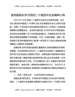 政府副县长学习党的二十届四中全会精神心得