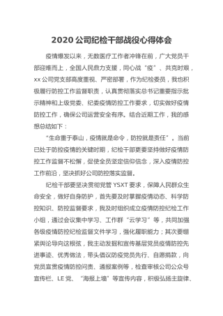 2020公司纪检干部战役心得体会