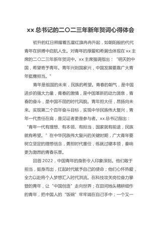 xx总书记的2023年新年贺词心得体会