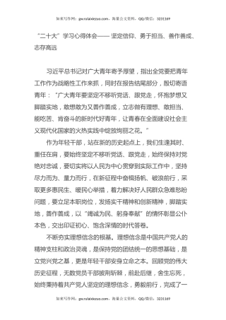 “二十大”学习心得体会—— 坚定信仰、勇于担当、善作善成、志存高远