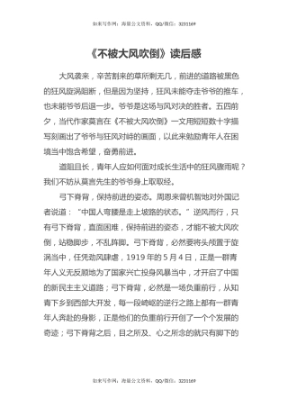 《不被大风吹倒》读后感