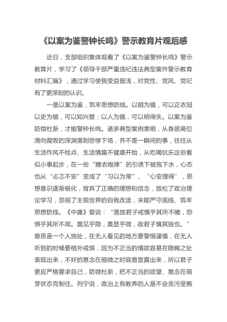 《以案为鉴警钟长鸣》警示教育片观后感