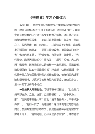 《榜样6》学习心得体会