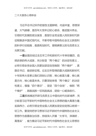 二十大报告心得体会2