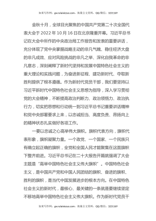 党员干部观看二十大开幕式心得体会