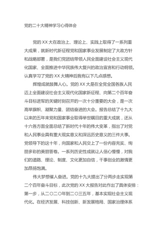 党的二十大精神学习心得体会（盛会）