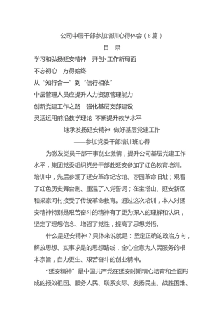 公司中层干部参加培训心得体会（8篇）