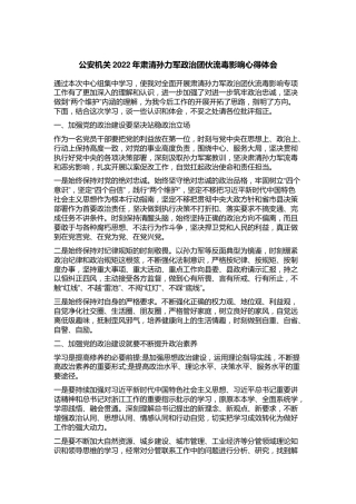 公安机关2022年肃清孙力军政治团伙流毒影响心得体会