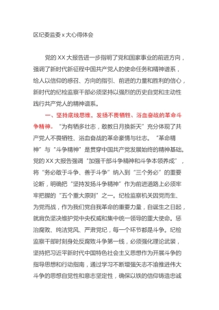 区纪委监委二十大心得体会（盛会）