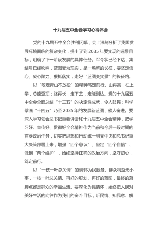 十九届五中全会学习心得体会