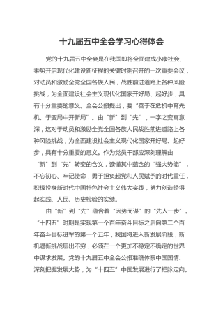 十九届五中全会学习心得体会2