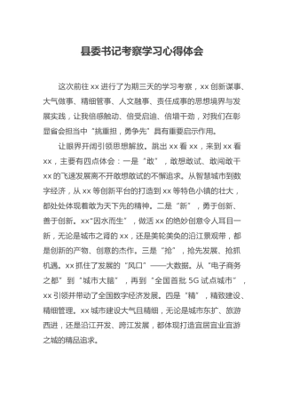 县委书记考察学习心得体会