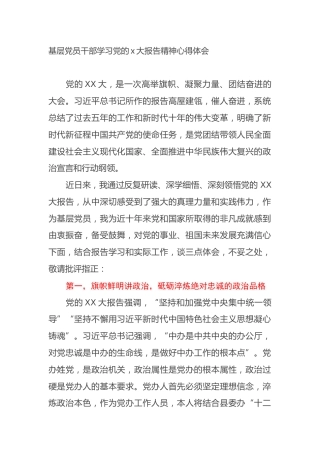 基层党员干部学习党的二十大报告精神心得体会（盛会）