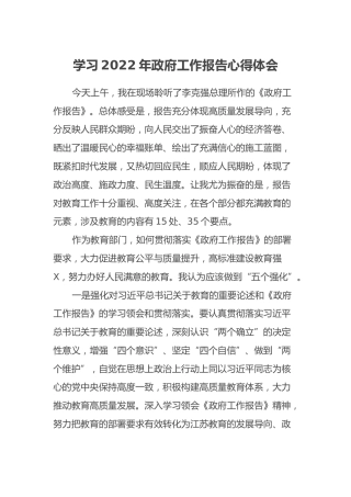 学习2022年政府工作报告心得体会