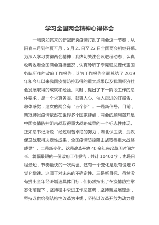 学习全国两会精神心得体会2