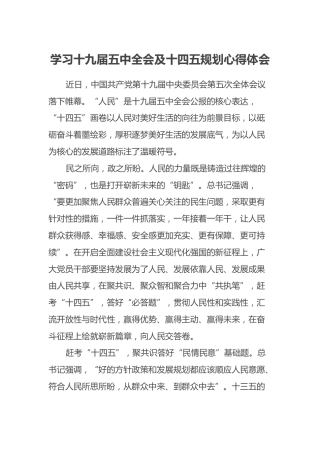 学习十九届五中全会及十四五规划心得体会