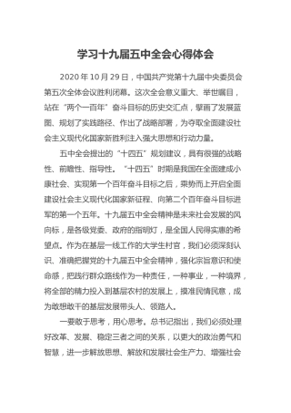 学习十九届五中全会心得体会