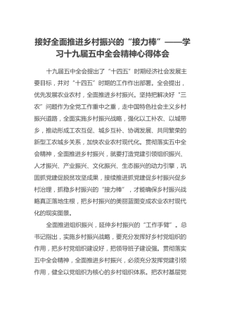 学习十九届五中全会精神心得体会