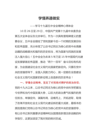 学习十九届五中全会精神心得体会4