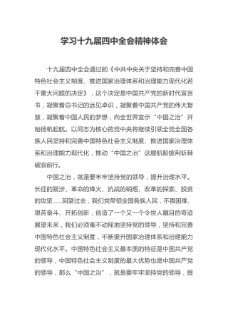 学习十九届四中全会精神体会
