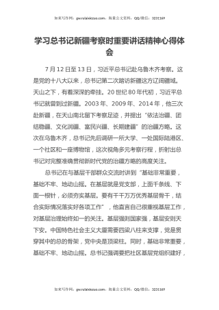 学习总书记新疆考察时重要讲话精神心得体会3