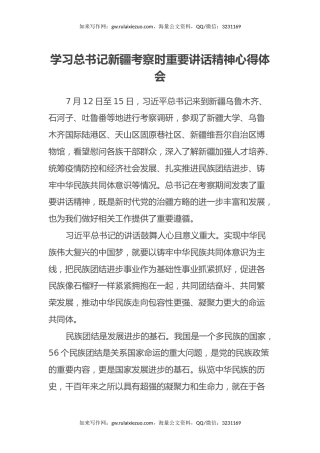 学习总书记新疆考察时重要讲话精神心得体会4