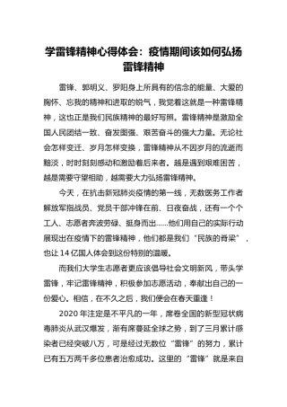 学雷锋精神心得体会