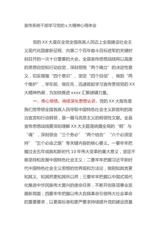 宣传系统干部学习党的二十大精神心得体会（盛会）