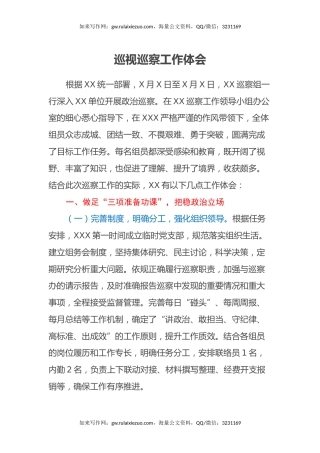 巡视巡察工作心得体会