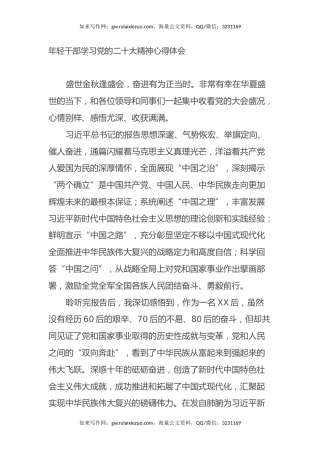 年轻干部学习党的二十大精神心得体会