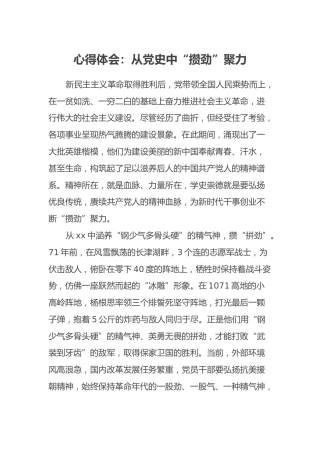 心得体会：从党史中“攒劲”聚力