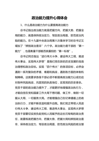 政治能力提升心得体会