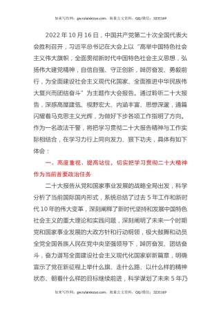 政法干警学习二十大报告心得体会