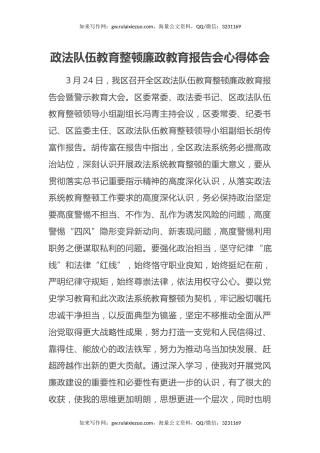 政法队伍教育整顿廉政教育报告会心得体会 (2)