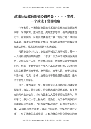 政法队伍教育整顿心得体会----忠诚，一个政法干警的底色 (2)
