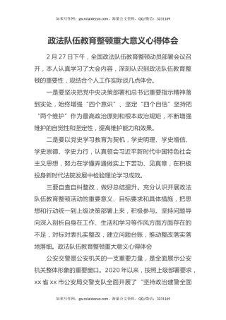政法队伍教育整顿重大意义心得体会 (2)