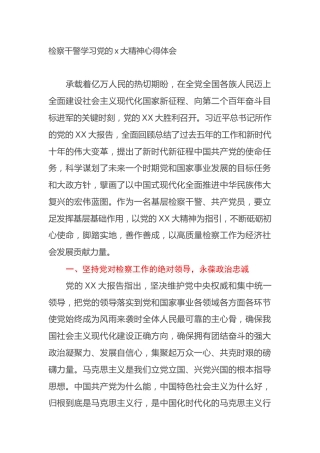 检察干警学习党的二十大精神心得体会（盛会）