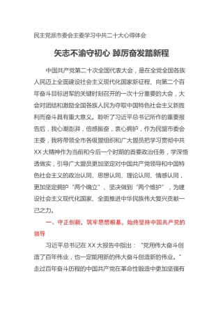 民主党派市委会主委学习中共二十大心得体会（盛会）