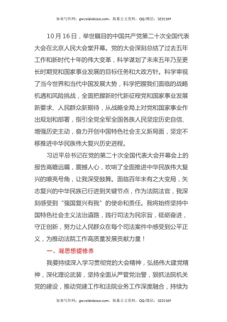 法院系统学习党的二十大报告心得体会