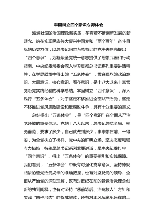 牢固树立四个意识心得体会