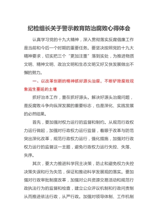纪检组长关于警示教育防治腐败心得体会