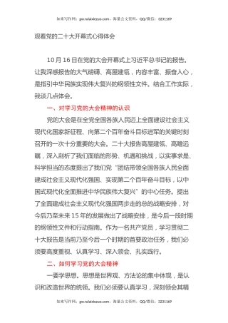 观看党的二十大开幕式心得体会2