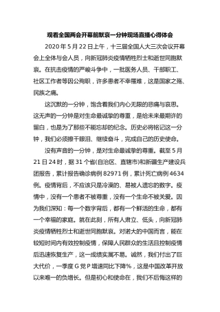 观看全国两会开幕前默哀一分钟现场直播心得体会