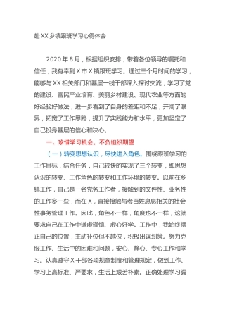 赴XX乡镇跟班学习心得体会