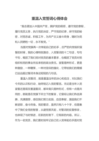 重温入党誓词心得体会