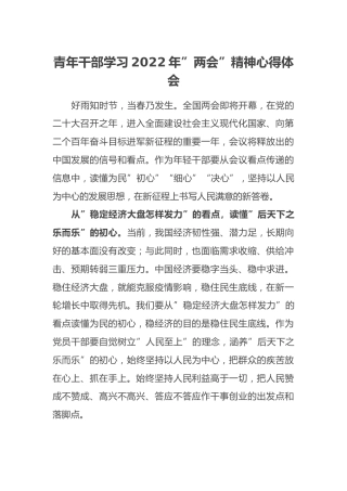 青年干部学习2022年”两会”精神心得体会